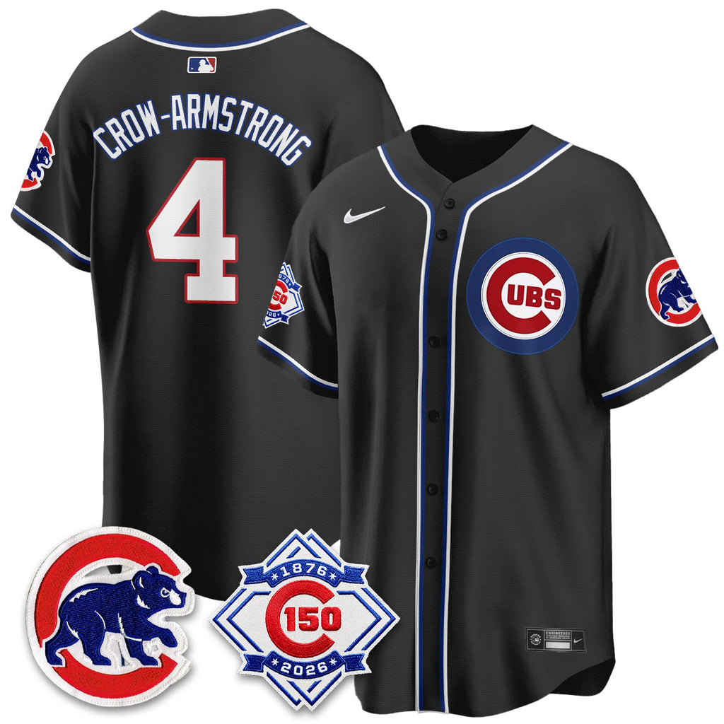 Chicago Cubs 150th Anniversary Black Out Style Vapor Premier Limited Jersey - All Stitched