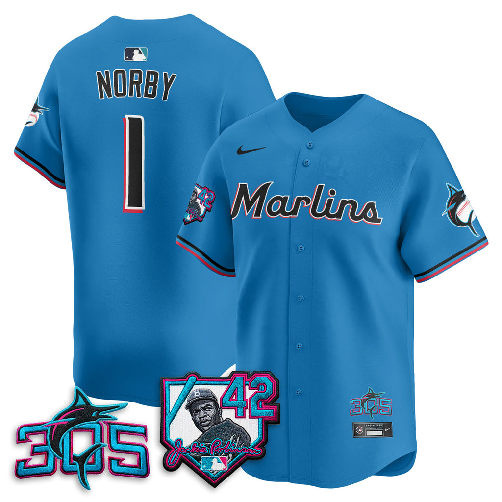 Miami Marlins 2026 Jackie Robinson New Era Vapor Limited Jersey - All Stitched