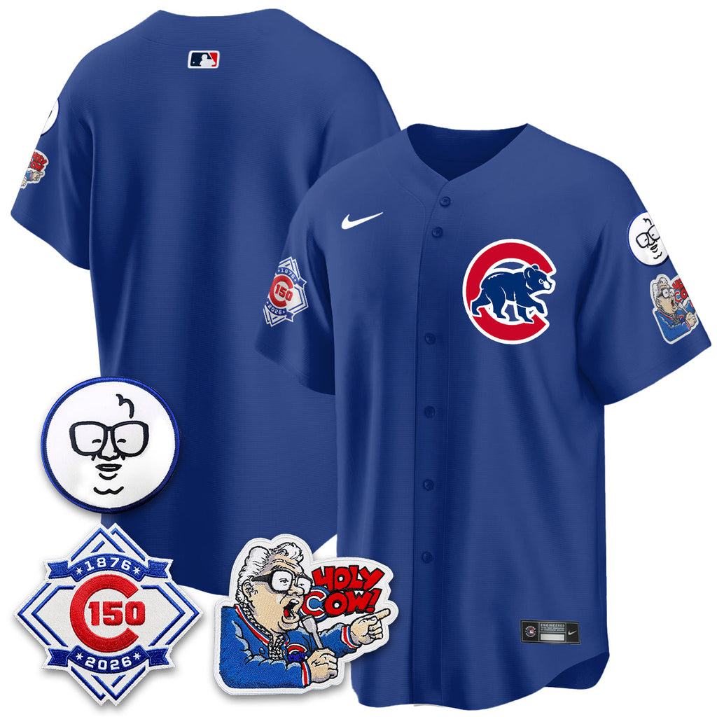 Chicago Cubs 150th Anniversary Harry Caray Holy Cow Vapor Premier Limited Jersey - All Stitched V2