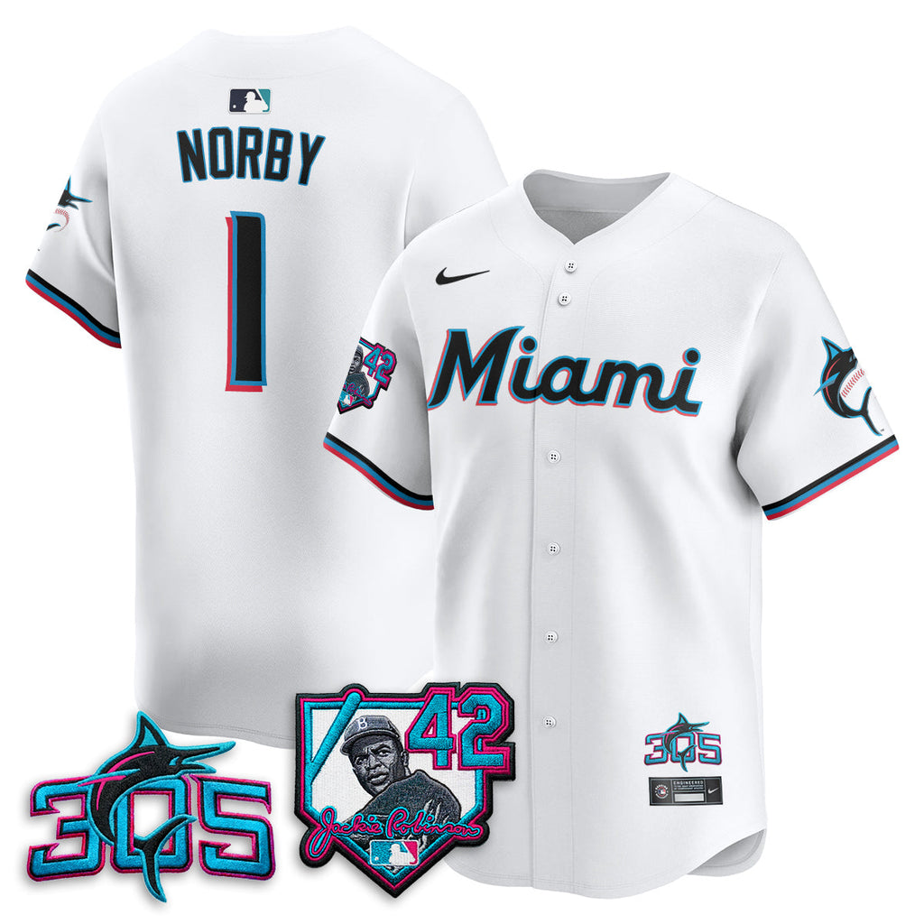 Miami Marlins 2026 Jackie Robinson New Era Vapor Limited Jersey - All Stitched