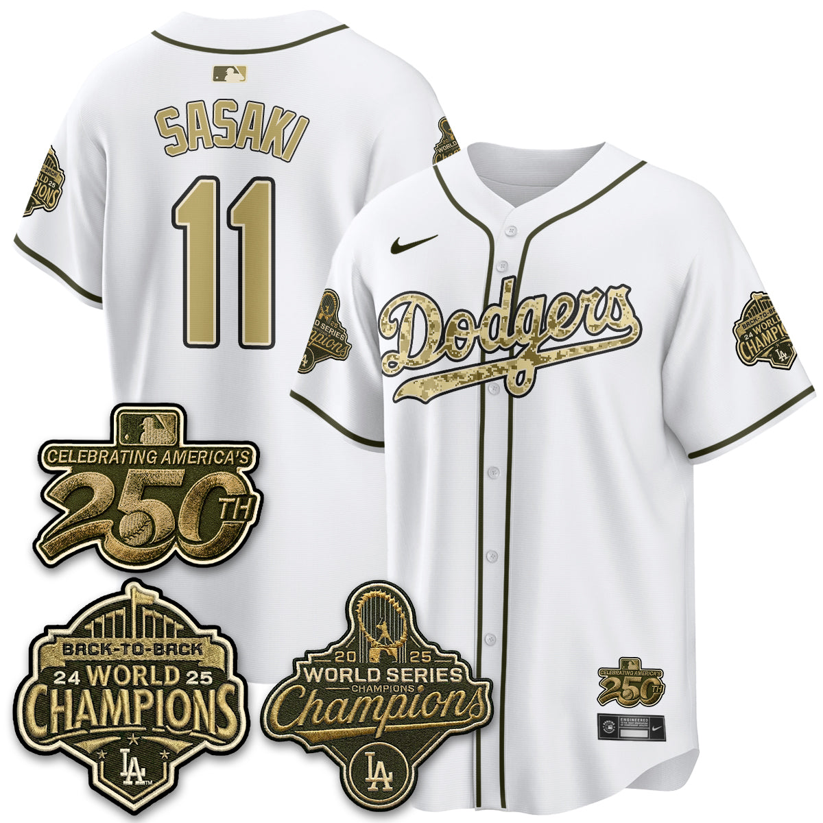 Los Angeles Dodgers Military Appreciation Game Day Jersey -All Stitched