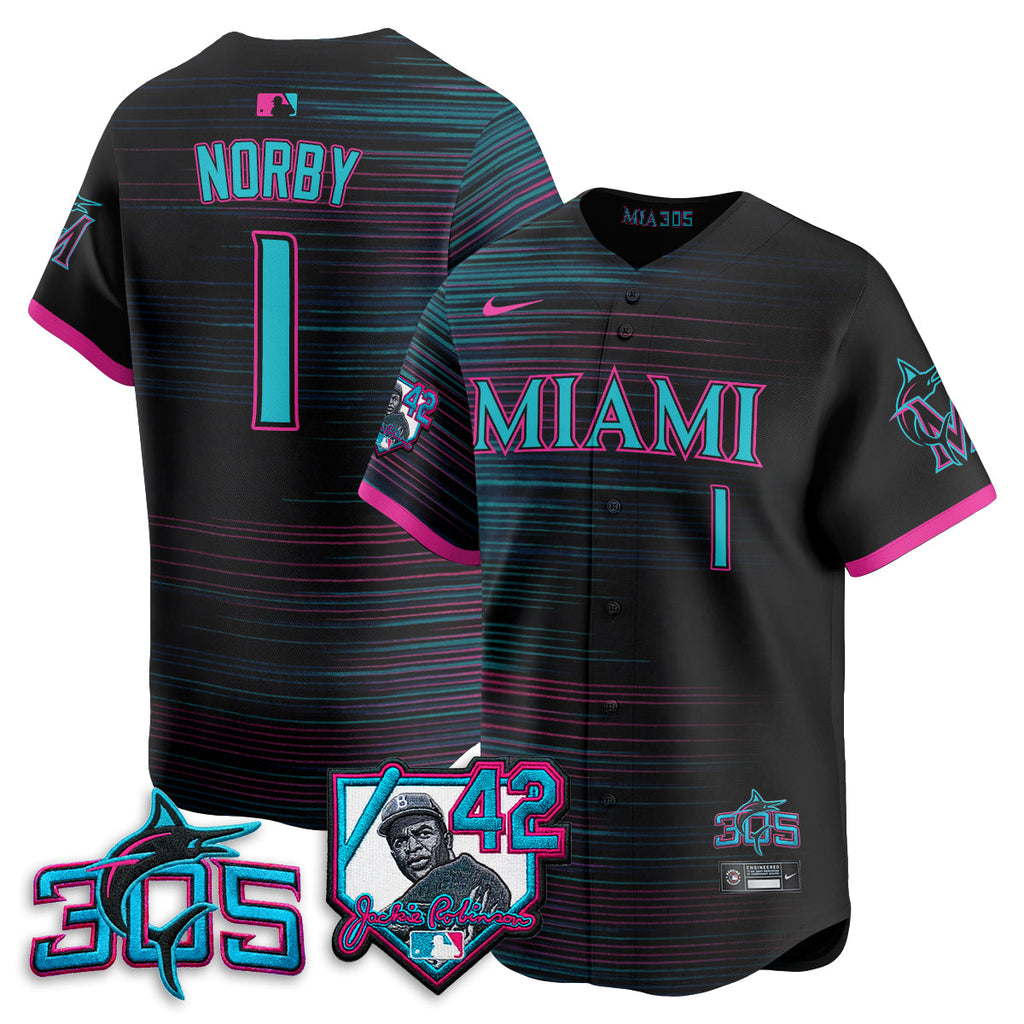 Miami Marlins 2026 Jackie Robinson New Era Vapor Limited Jersey - All Stitched