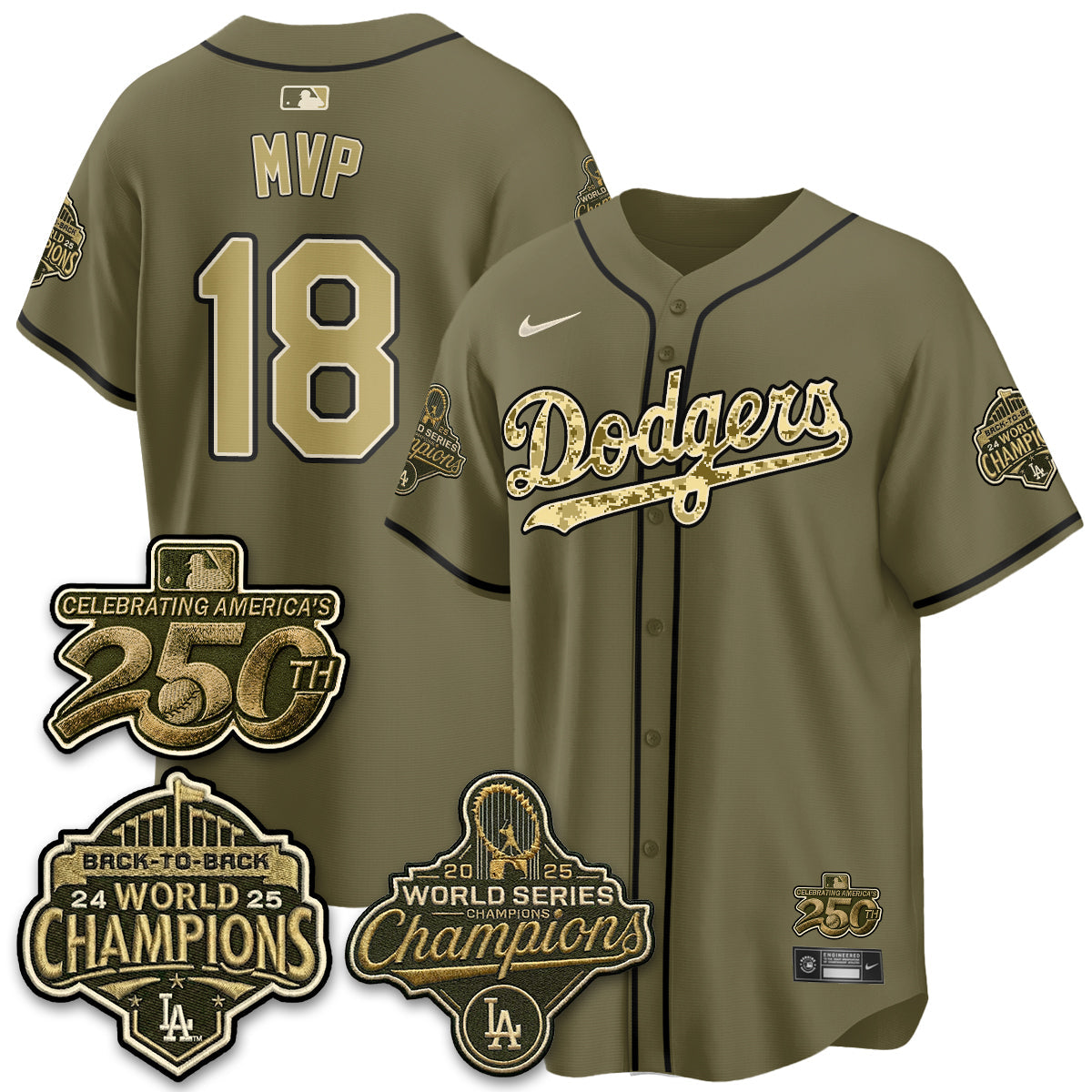 Los Angeles Dodgers Military Appreciation Game Day Jersey -All Stitched