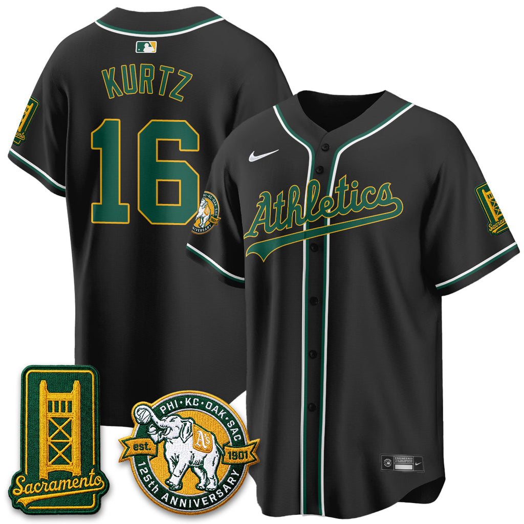 Oakland Athletics 2026 Black Out Style - Celebrating 125 Years -  Limited Vapor Jersey - All Stitched