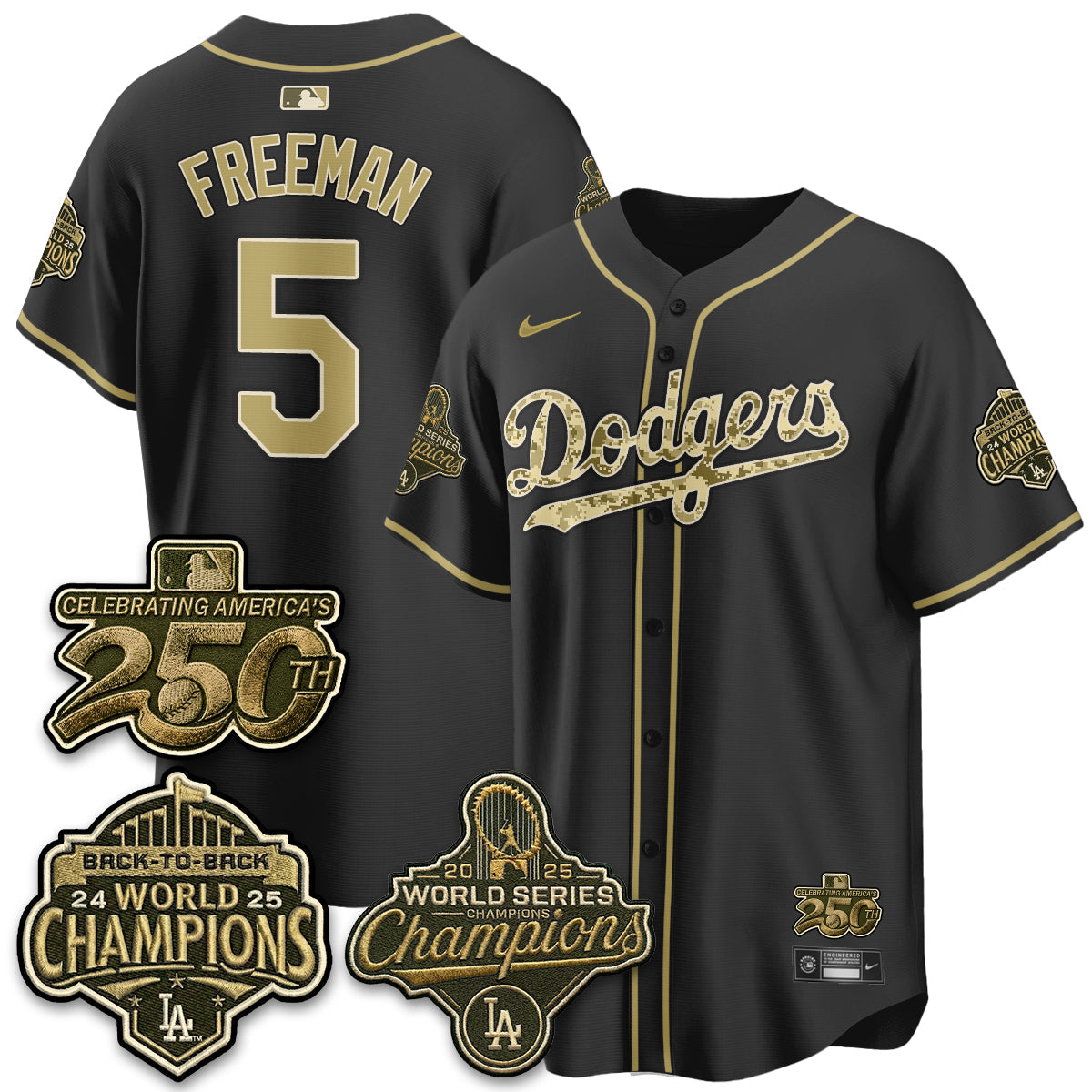 Los Angeles Dodgers Military Appreciation Game Day Jersey -All Stitched