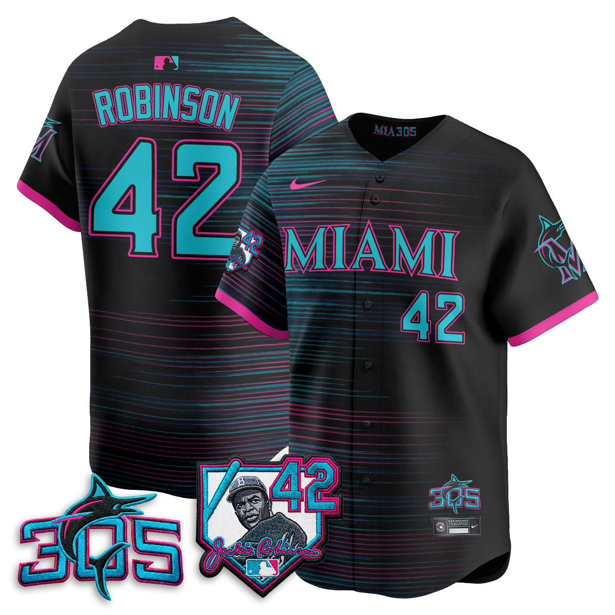 Miami Marlins 2026 Jackie Robinson New Era Vapor Limited Jersey - All Stitched