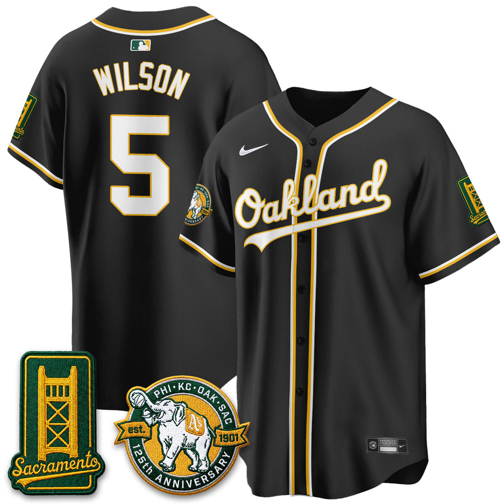 Oakland Athletics 2026 Black Out Style - Celebrating 125 Years -  Limited Vapor Jersey - All Stitched