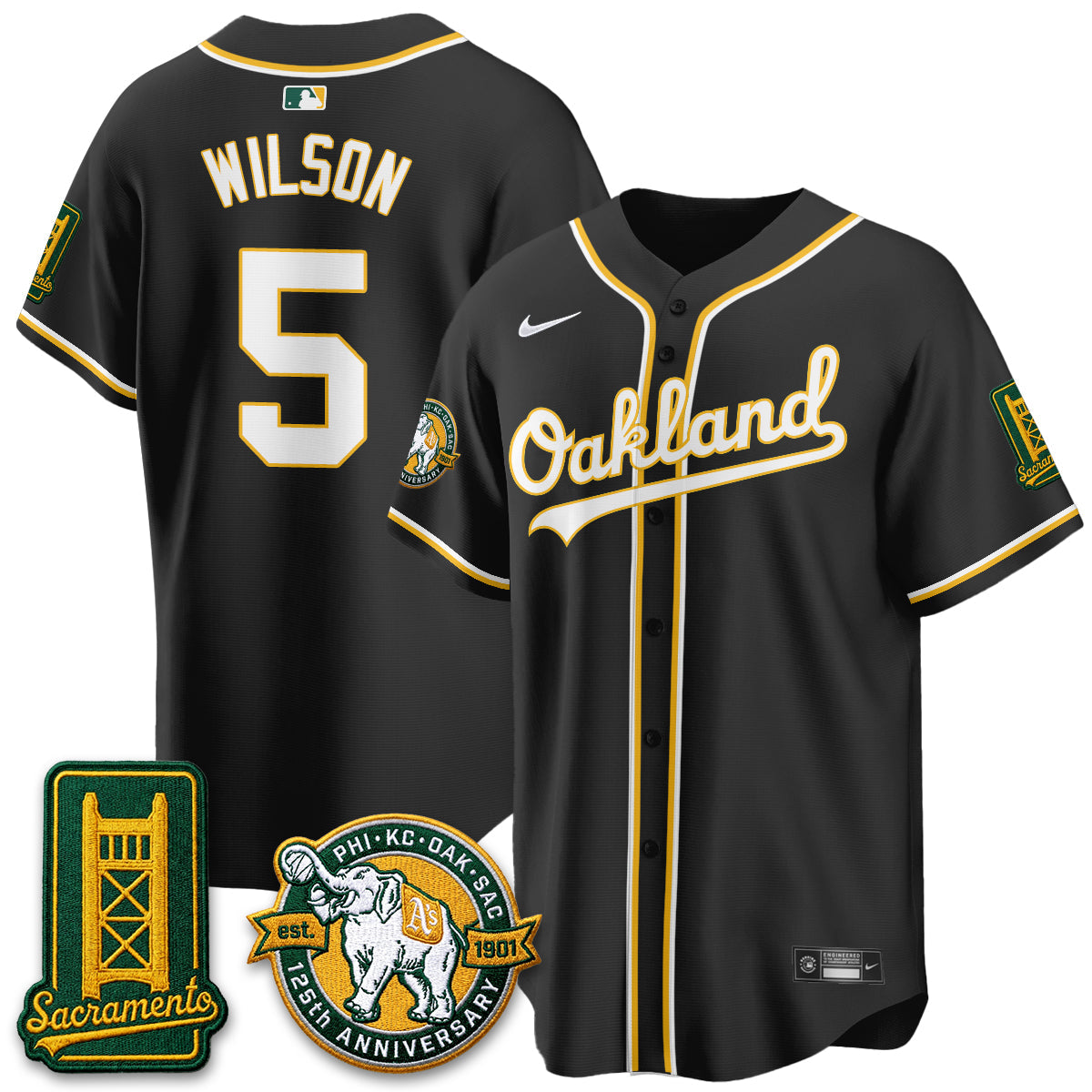Oakland Athletics 2026 Black Out Style - Celebrating 125 Years -  Limited Vapor Jersey - All Stitched