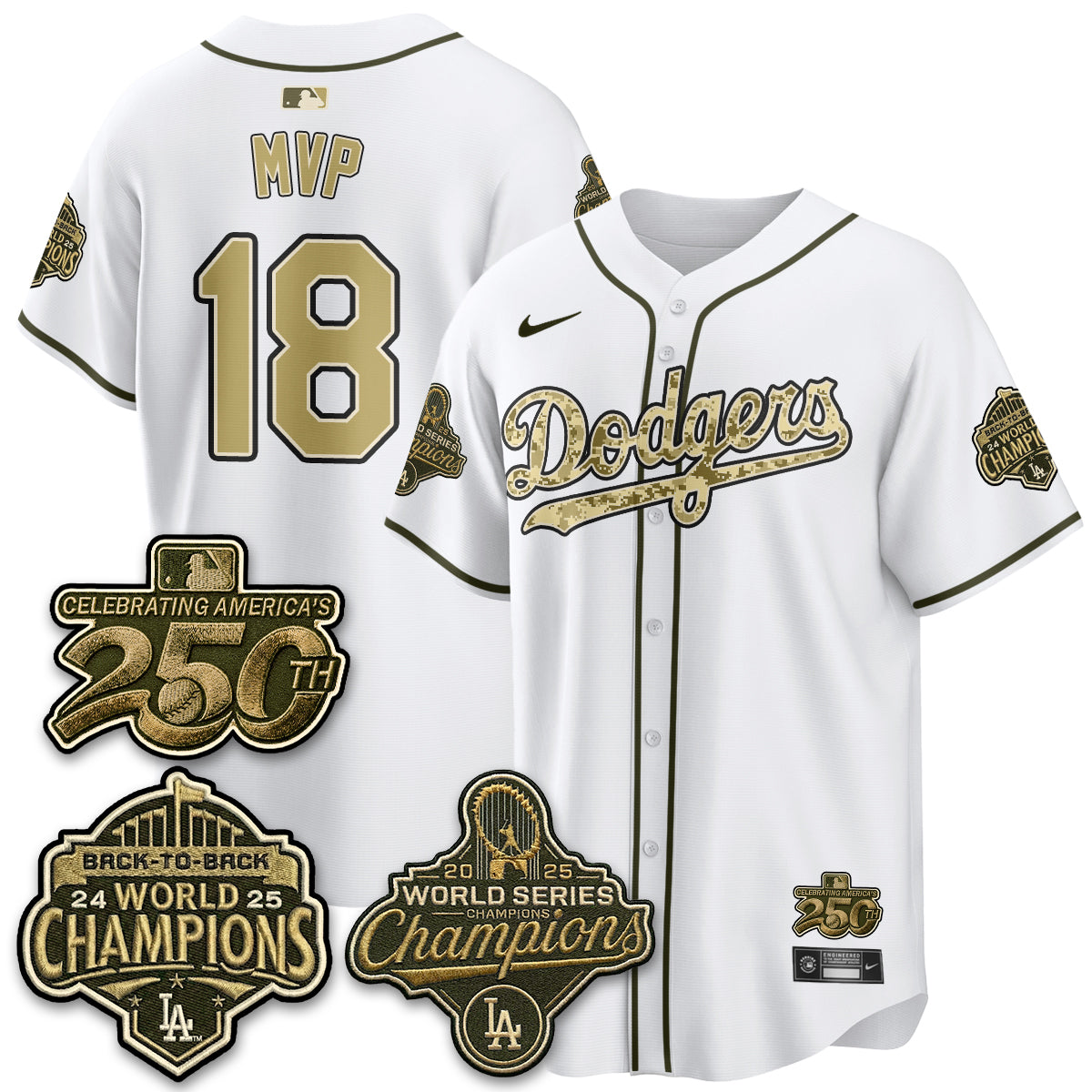 Los Angeles Dodgers Military Appreciation Game Day Jersey -All Stitched