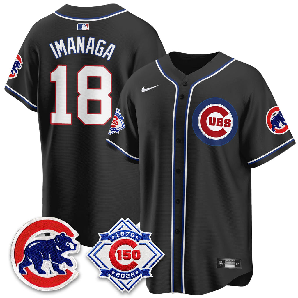 Chicago Cubs 150th Anniversary Black Out Style Vapor Premier Limited Jersey - All Stitched