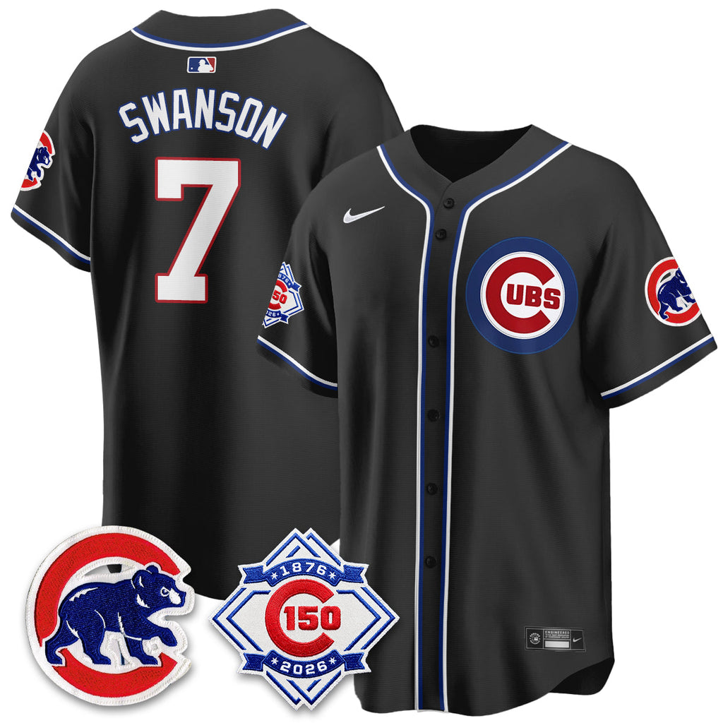 Chicago Cubs 150th Anniversary Black Out Style Vapor Premier Limited Jersey - All Stitched
