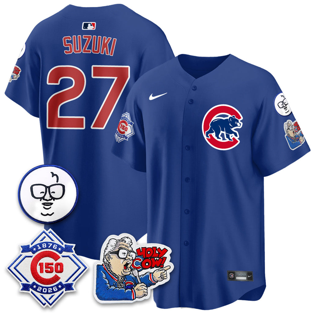 Chicago Cubs 150th Anniversary Harry Caray Holy Cow Vapor Premier Limited Jersey - All Stitched V2