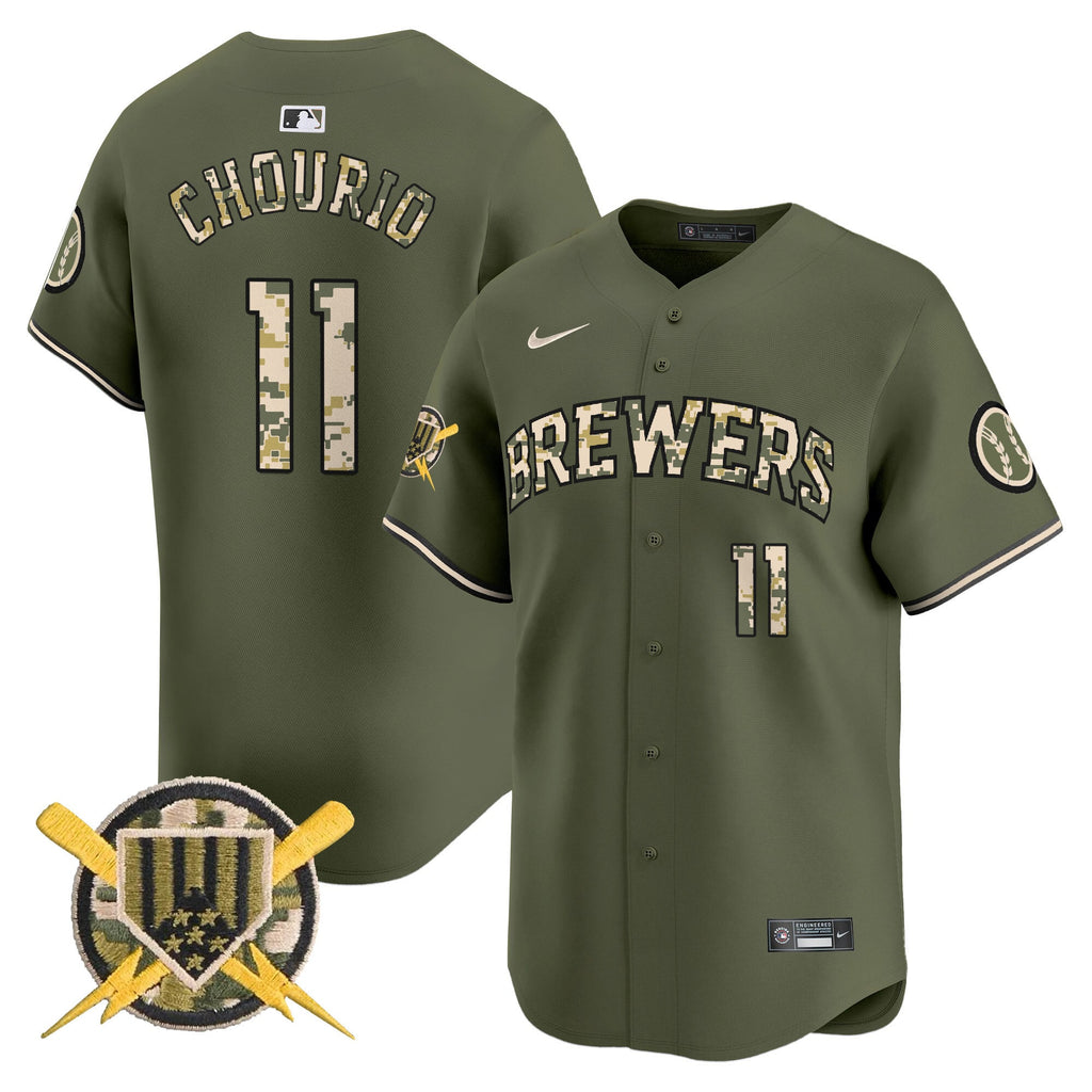 Milwaukee Brewers Armed Forces Day Vapor Premier Limited Jersey - All Stitched