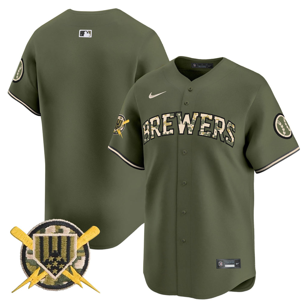 Milwaukee Brewers Armed Forces Day Vapor Premier Limited Jersey - All Stitched