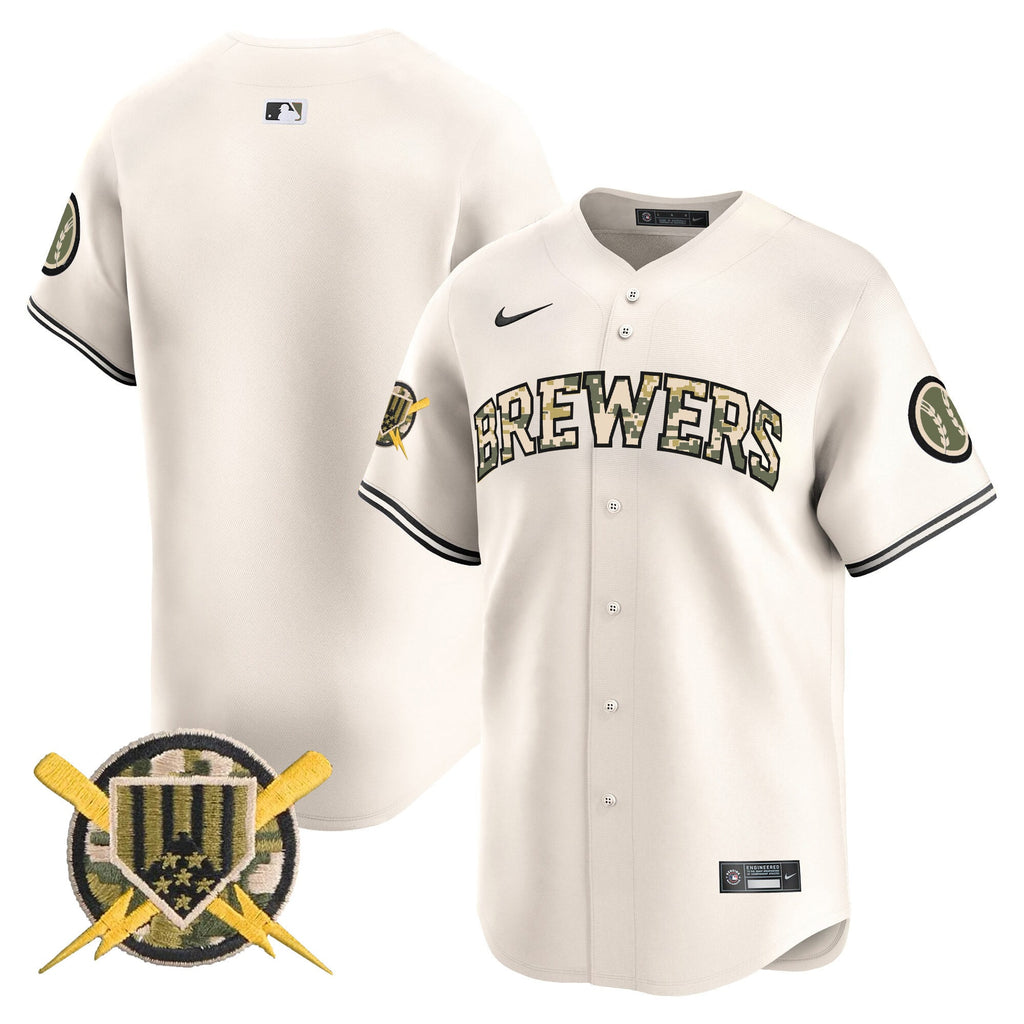 Milwaukee Brewers Armed Forces Day Vapor Premier Limited Jersey - All Stitched
