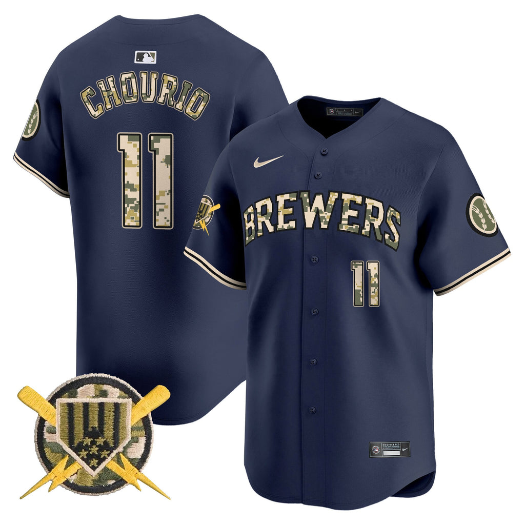 Milwaukee Brewers Armed Forces Day Vapor Premier Limited Jersey - All Stitched