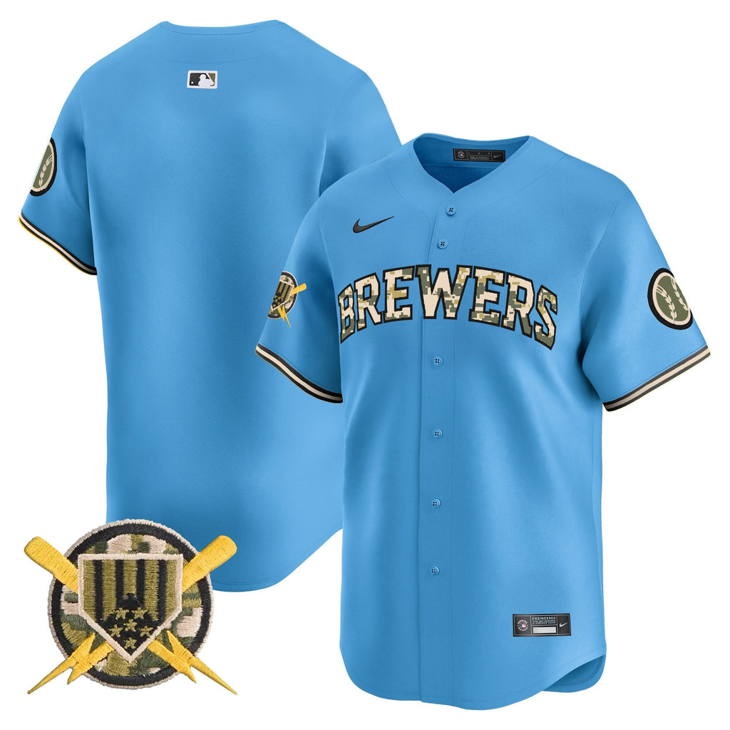 Milwaukee Brewers Armed Forces Day Vapor Premier Limited Jersey - All Stitched