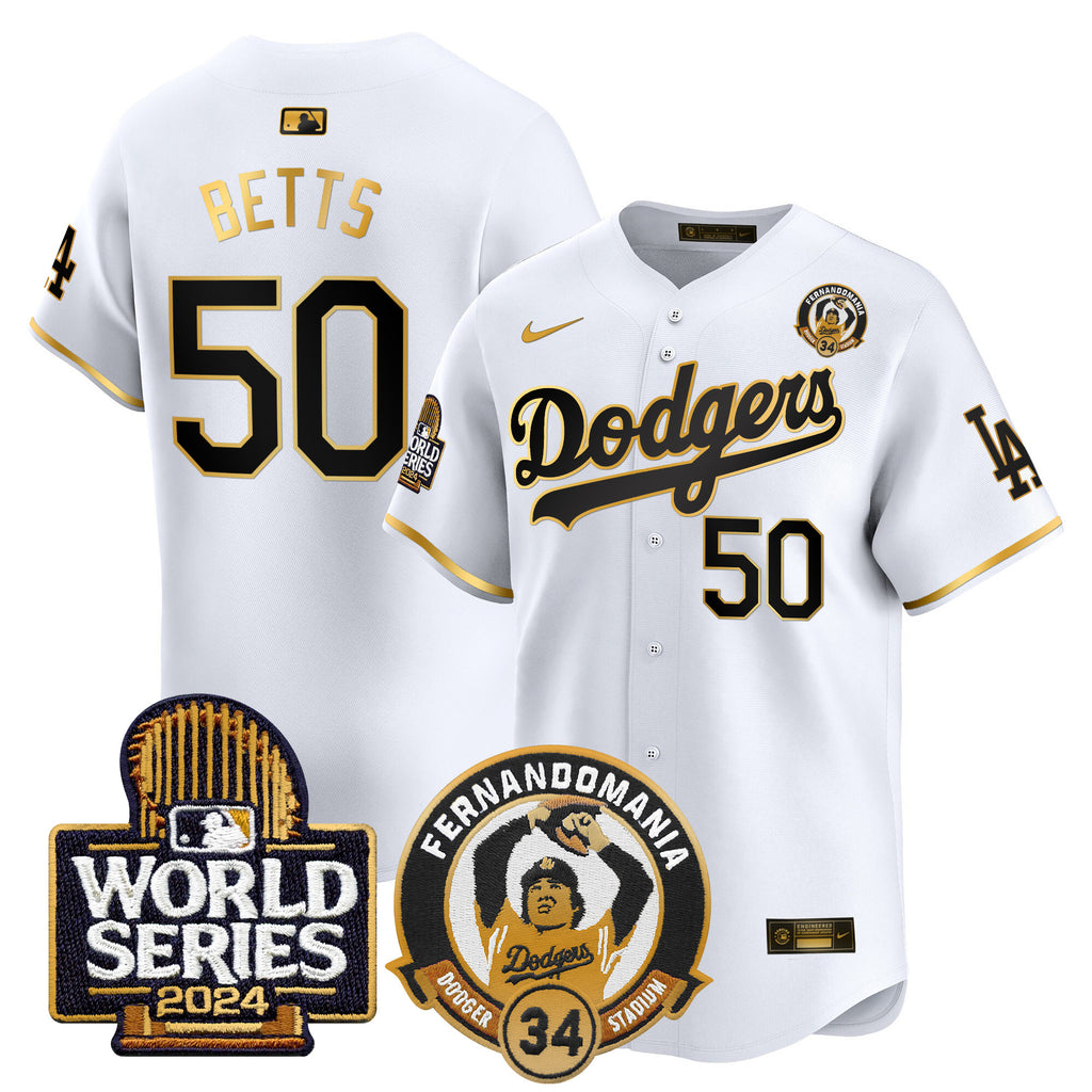 Men's Dodgers Fernando Valenzuela & 2024 World Series Patch Vapor Premier Limited Jersey - All Stitched
