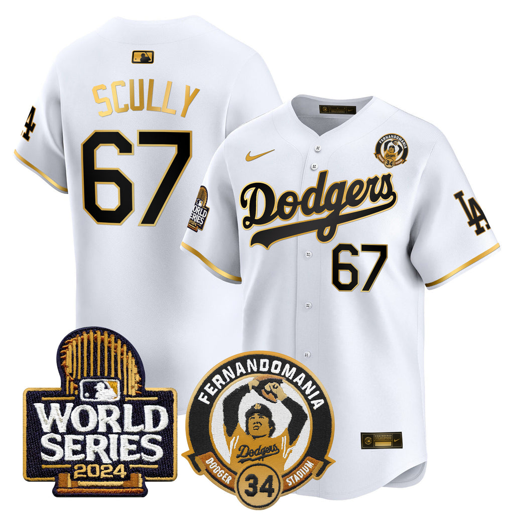 Men's Dodgers Fernando Valenzuela & 2024 World Series Patch Vapor Premier Limited Jersey V3 - All Stitched