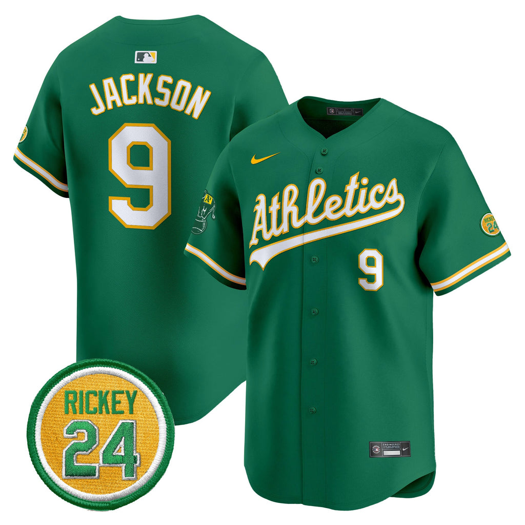 Men's Oakland Athletics Rickey Henderson Patch Vapor Premier Limited Jersey - All Stitched