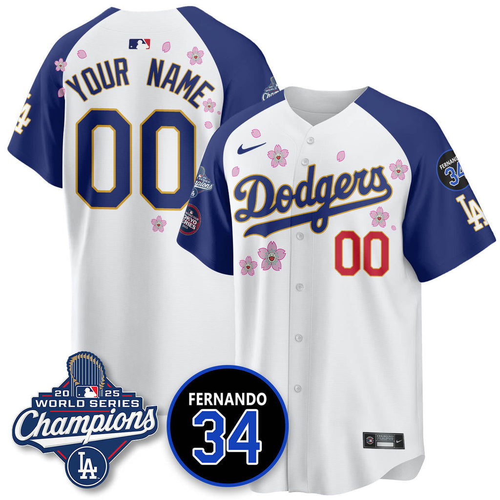 Los Angeles Dodgers Tokyo 2025 World Series Champions Custom Jersey - All Stitched