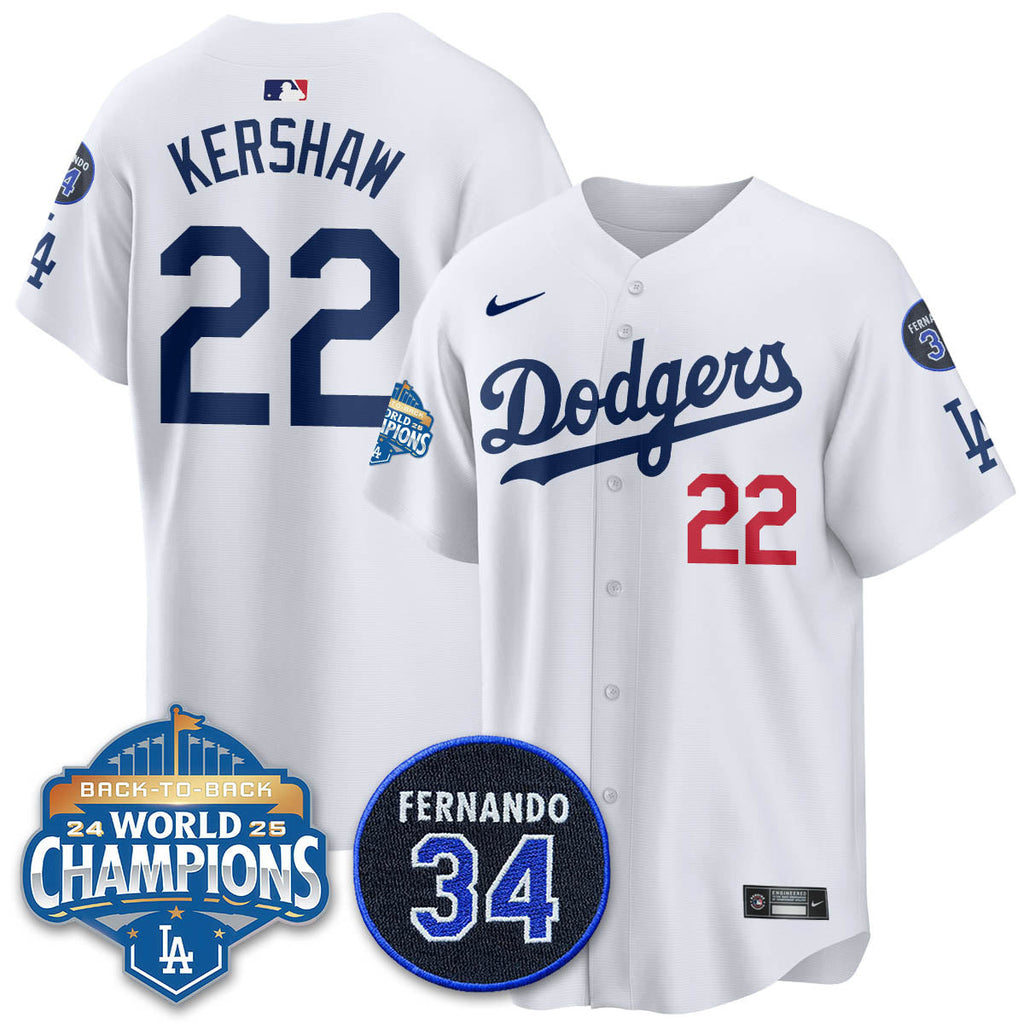 Los Angeles Dodgers 2025 Back To Back Champions Jersey - All Stitched
