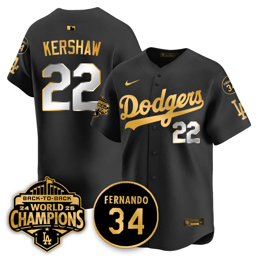 Los Angeles Dodgers 2025 Back To Back Champions Jersey - All Stitched