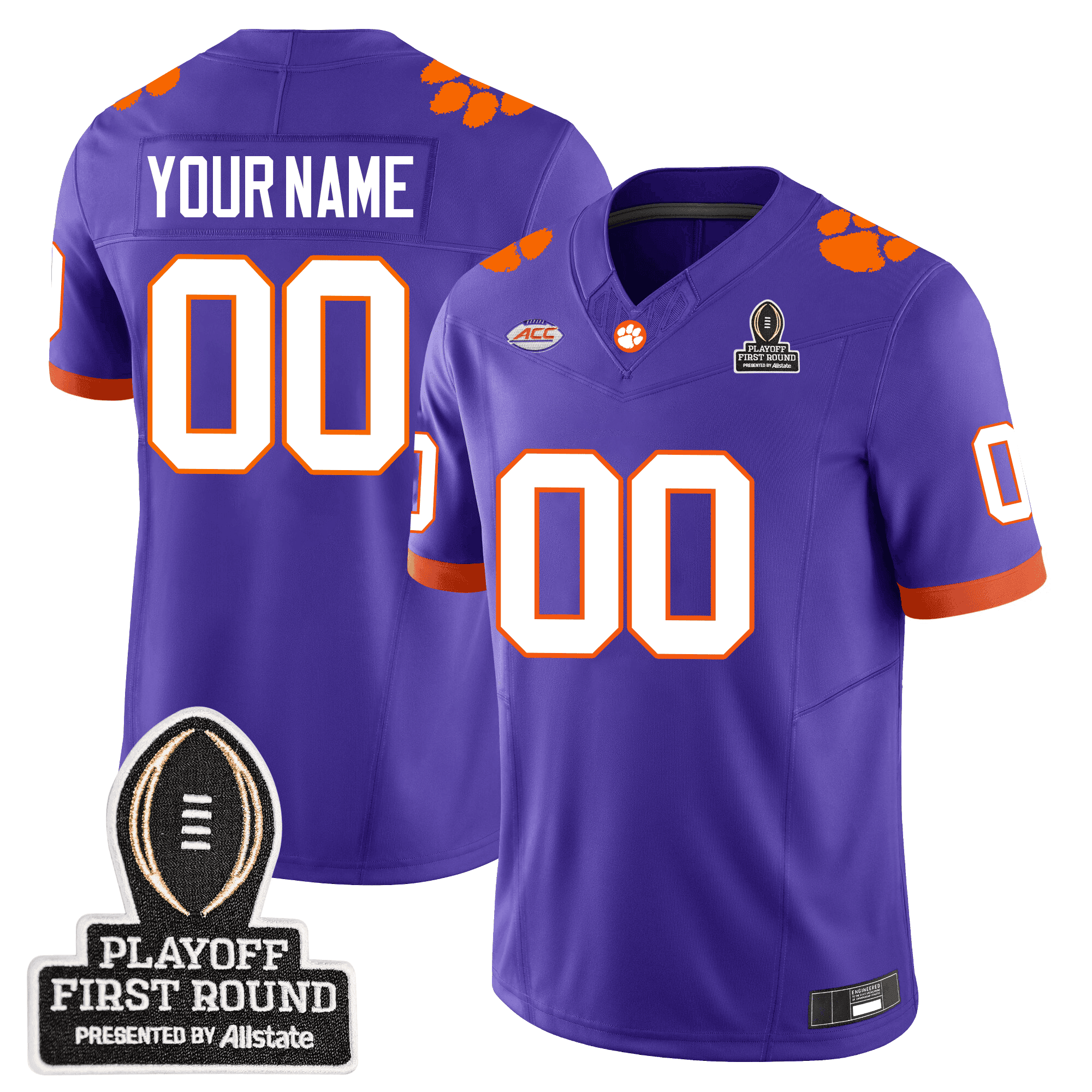 Custom Clemson Tigers 24/25 Jersey - CFP First Round Patch - All Stitched