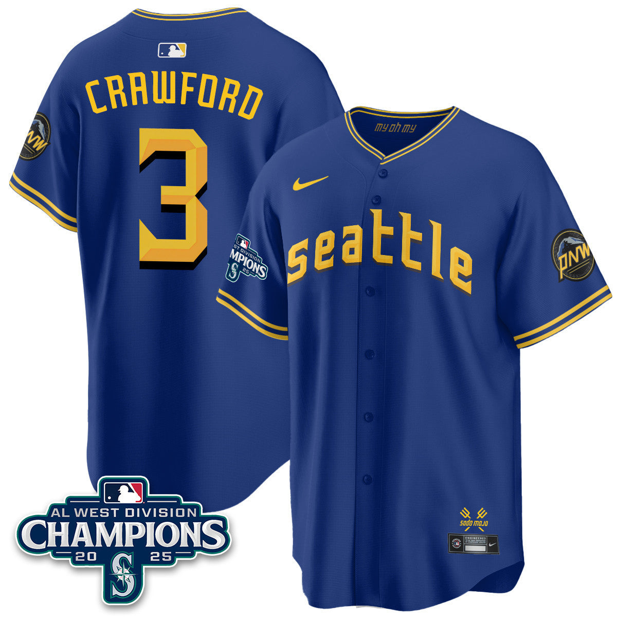 SEA 2025 AL West Division Champions Men Jersey - All Stitched