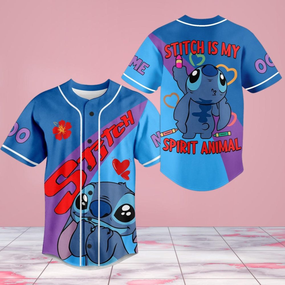 Stitch Spirit Animal Baseball Jersey - Cute &amp; Colorful Design For Fans